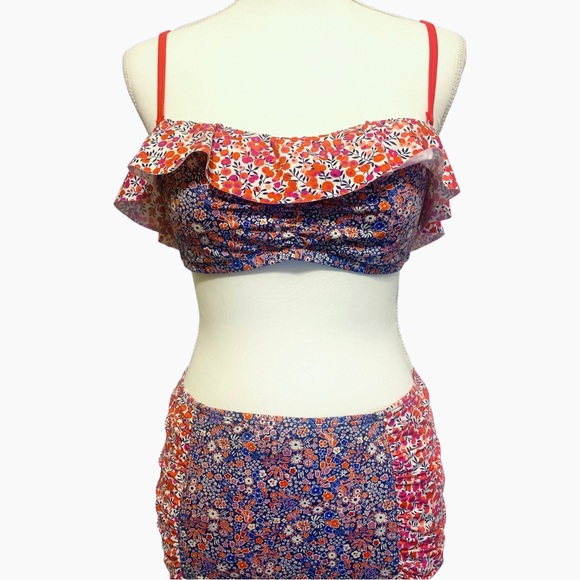 J Crew Ruffle bandeau bikini top and bottom set in Liberty® multi floral Size M - Picture 4 of 10